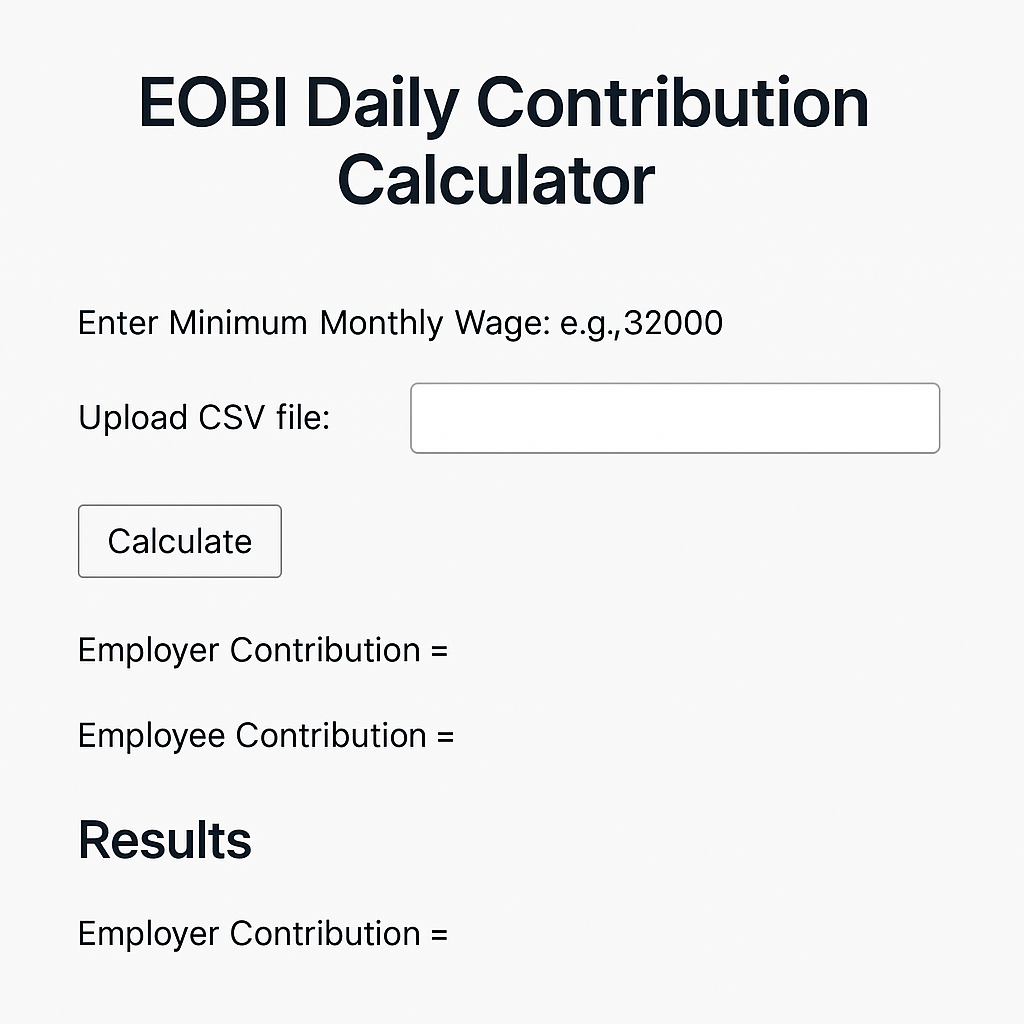 EOBI No of Days Contribution Calculator