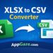 XLSX to CSV Converter feature image showing Excel XLSX file converted to CSV format using a browser-based tool by AppGaze.com